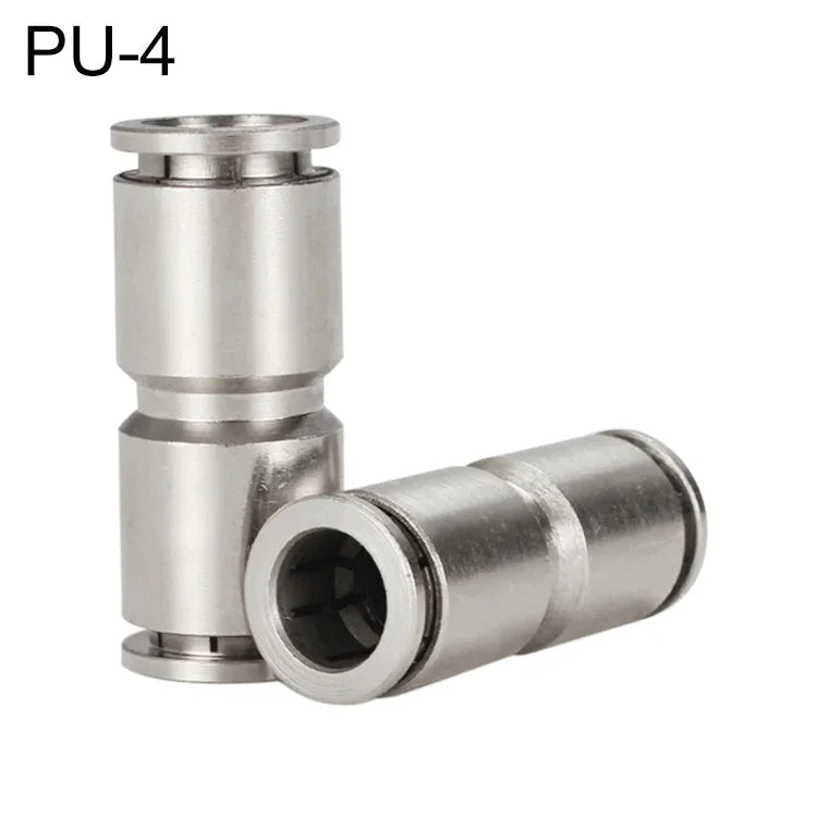 ข้อต่อเร็วตรงสำหรับท่ออากาศนิวเมติกทองแดงชุบนิกเกิล LAIZE รุ่น PU-4, PU-6, PU-8, PU-10, PU-12, PU-14, PU-16
