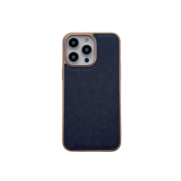 Nano Electroplating Cross Texture Genuine Leather Phone Case, For iPhone 14 Pro Max, For iPhone 14 Pro, For iPhone 14, For iPhone 14 Plus, For iPhone 13 Pro Max, For iPhone 13 Pro, For iPhone 13, For Google Pixel 6 Pro, For Google Pixel 6              ...