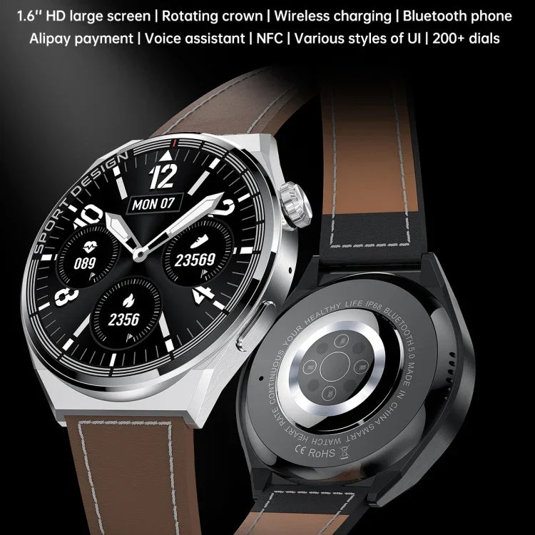 นาฬิกาอัจฉริยะ MD3MAX หน้าจอกลม TPU 1.39 นิ้ว รองรับการวัดอัตราการเต้นหัวใจ/วัดออกซิเจนในเลือด, สายรัด TPU