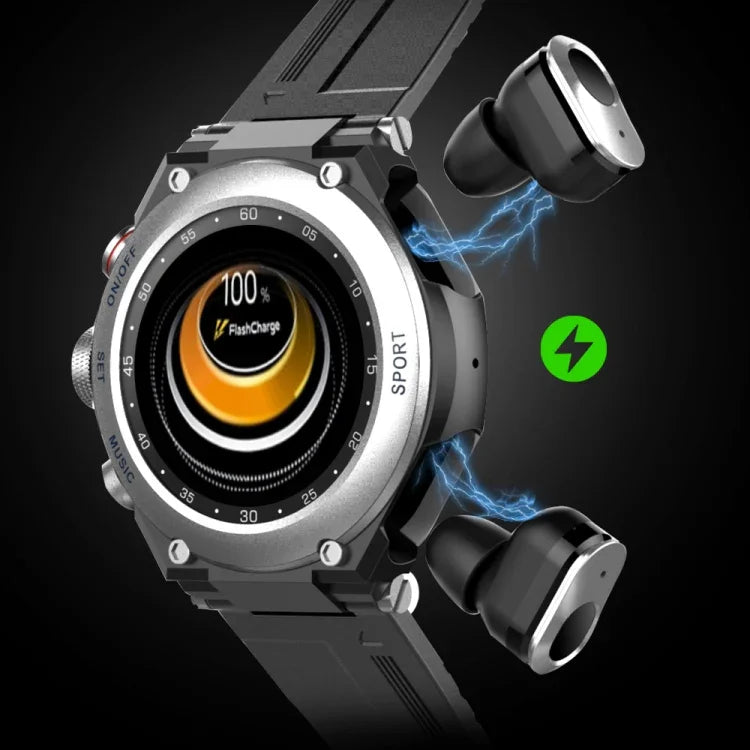 นาฬิกาอัจฉริยะ T92 หน้าจอสัมผัส IPS 1.28 นิ้ว หูฟังบลูทูธ 2 in 1 รองรับการวัดอัตราการเต้นหัวใจ/ฟังเพลงบลูทูธ