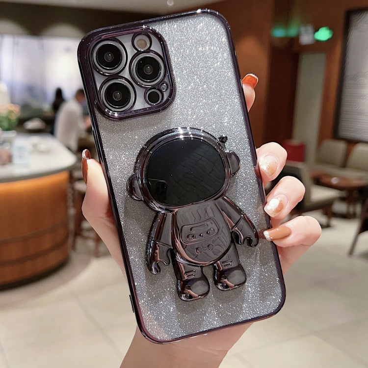 Astronaut Holder Gradient Glitter Powder Phone Case, For iPhone 13 Pro Max, For iPhone 12, For iPhone 12 Pro, For iPhone 12 Pro Max, For iPhone 11, For iPhone 11 Pro