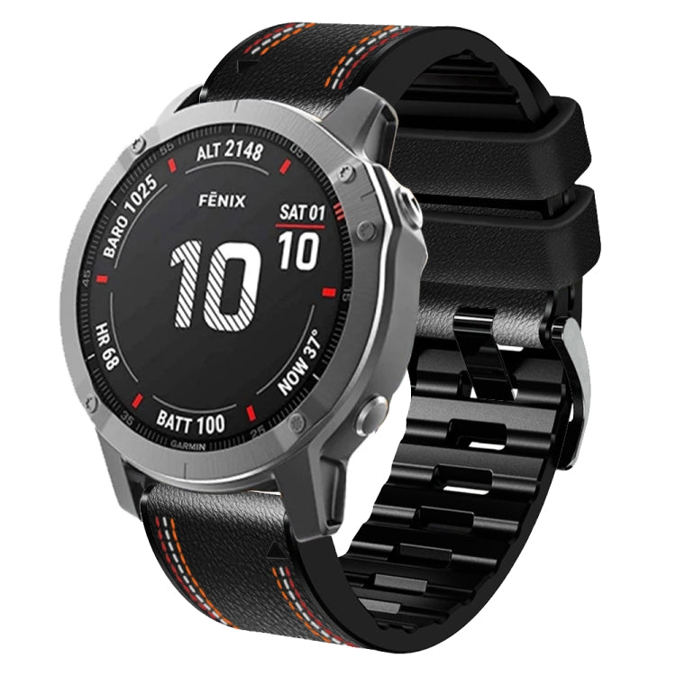 Tricolor Stitching Silicone Leather Watch Band, For Garmin Fenix 7, For Garmin Fenix 7X