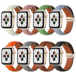 สายรัดนาฬิกาหนังแท้หัวเข็มขัดพับ สำหรับ Apple Watch Ultra 49 มม. / Series 8&7 45 มม. / SE 2&6&SE&5&4 44 มม. / 3&2&1 42 มม. สำหรับ Apple Watch Series 8&7 41 มม. / SE 2&6&SE&5&4 40 มม. / 3&2&1 38 มม.