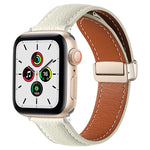 สายรัดนาฬิกาหนังแท้หัวเข็มขัดพับ สำหรับ Apple Watch Ultra 49 มม. / Series 8&7 45 มม. / SE 2&6&SE&5&4 44 มม. / 3&2&1 42 มม. สำหรับ Apple Watch Series 8&7 41 มม. / SE 2&6&SE&5&4 40 มม. / 3&2&1 38 มม.