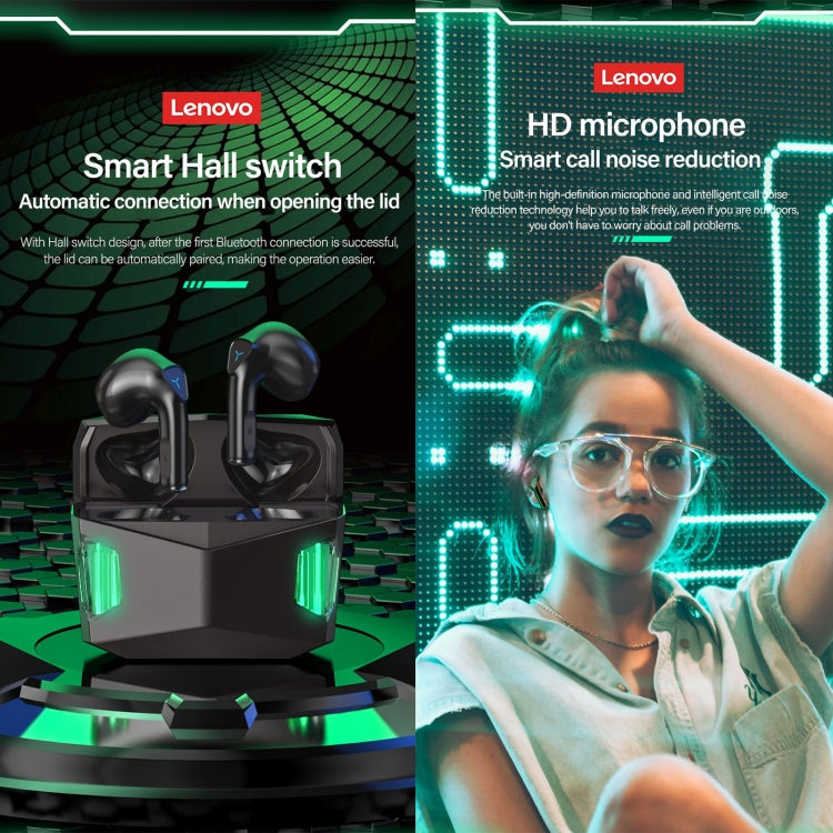 Lenovo GM5 TWS หูฟังบลูทูธไร้สายกันน้ำสำหรับกีฬา ลดเสียงรบกวน พร้อมไมโครโฟน, GM5
