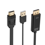 สายแปลง HDMI เป็น USB+DisplayPort พร้อมอะแดปเตอร์จ่ายไฟ ความยาว: 1.8 เมตร, 180 ซม.