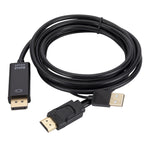 สายแปลง HDMI เป็น USB+DisplayPort พร้อมอะแดปเตอร์จ่ายไฟ ความยาว: 1.8 เมตร, 180 ซม.
