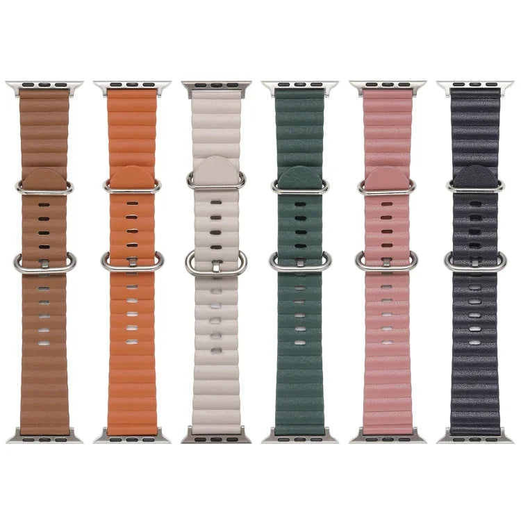 สายรัดนาฬิกาหนังสไตล์โอเชียน สำหรับ Apple Watch Ultra 49 มม. / Series 8&7 45 มม. / SE 2&6&SE&5&4 44 มม. / 3&2&1 42 มม. สำหรับ Apple Watch Ultra 49 มม. / Series 8&7 45 มม. / สำหรับ Apple Watch Series 8&7 41 มม. / SE 2&6&SE&5&4 40 มม. / 3&2&1 38 มม.