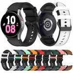 สำหรับ Samsung Galaxy Watch5 44mm / 40mm สายนาฬิกาหนังซิลิโคนหัวเข็มขัดสีดำ, S, L