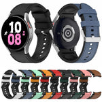 สำหรับ Samsung Galaxy Watch5 44mm / 40mm สายนาฬิกาหนังซิลิโคนหัวเข็มขัดเงิน, S, L