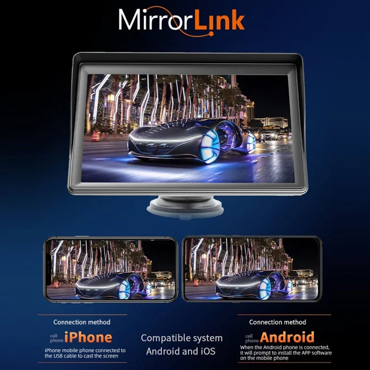 เครื่องเล่นมัลติมีเดียวิทยุรถยนต์ไร้สาย CarPlay 7 นิ้ว หน้าจอสัมผัส IPS 1080P MP5 วิทยุ บลูทูธ มอนิเตอร์ B600W
