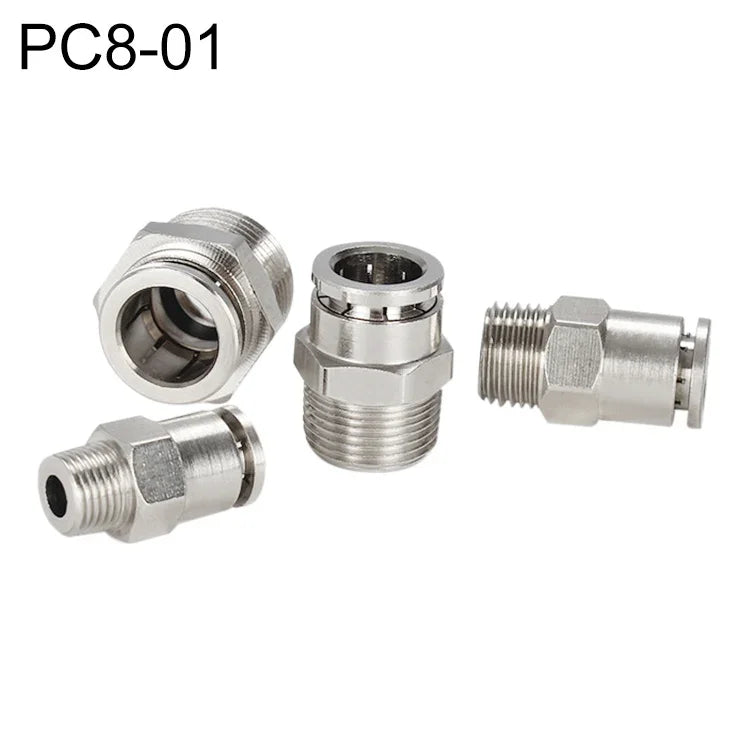 ข้อต่อเร็วตรงเกลียวตัวผู้ทองแดงชุบสังกะสี LAIZE สำหรับลม PC4-01, PC4-02, PC4-M5, PC6-01, PC6-02, PC6-03, PC6-04, PC6-M5, PC8-01, PC8-02, PC8-03, PC8-04, PC10-01, PC10-02, PC10-03, PC10-04, PC12-01, PC12-02, PC12-03, PC12-04, PC14-02