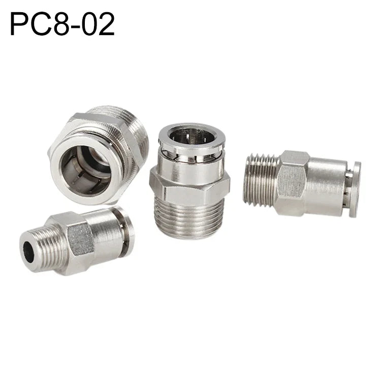 ข้อต่อเร็วตรงเกลียวตัวผู้ทองแดงชุบสังกะสี LAIZE สำหรับลม PC4-01, PC4-02, PC4-M5, PC6-01, PC6-02, PC6-03, PC6-04, PC6-M5, PC8-01, PC8-02, PC8-03, PC8-04, PC10-01, PC10-02, PC10-03, PC10-04, PC12-01, PC12-02, PC12-03, PC12-04, PC14-02