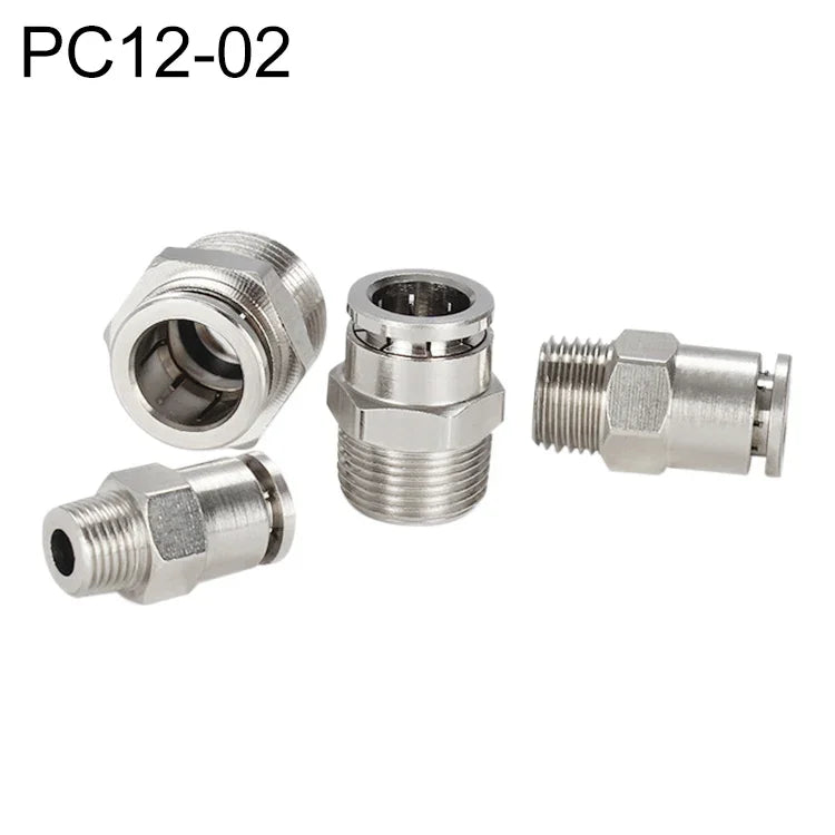 ข้อต่อเร็วตรงเกลียวตัวผู้ทองแดงชุบสังกะสี LAIZE สำหรับลม PC4-01, PC4-02, PC4-M5, PC6-01, PC6-02, PC6-03, PC6-04, PC6-M5, PC8-01, PC8-02, PC8-03, PC8-04, PC10-01, PC10-02, PC10-03, PC10-04, PC12-01, PC12-02, PC12-03, PC12-04, PC14-02