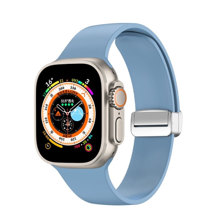 สายรัดนาฬิกาซิลิโคนหัวเข็มขัดพับได้ สำหรับ Apple Watch Ultra 49 มม. สำหรับ Apple Watch Series 8&7 45 มม. / SE 2&6&SE&5&4 44 มม. / 3&2&1 42 มม.