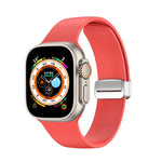 สายรัดนาฬิกาซิลิโคนหัวเข็มขัดพับได้ สำหรับ Apple Watch Ultra 49 มม. สำหรับ Apple Watch Series 8&7 45 มม. / SE 2&6&SE&5&4 44 มม. / 3&2&1 42 มม.