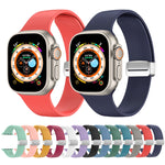 สายรัดนาฬิกาซิลิโคนหัวเข็มขัดพับได้ สำหรับ Apple Watch Ultra 49 มม. สำหรับ Apple Watch Series 8&7 45 มม. / SE 2&6&SE&5&4 44 มม. / 3&2&1 42 มม.