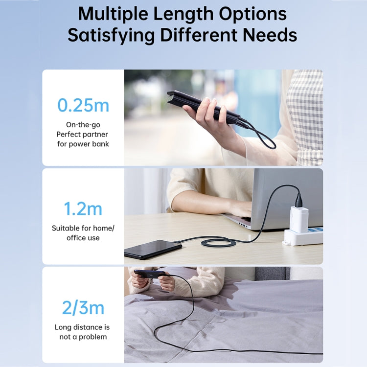 สายชาร์จและซิงค์ข้อมูล JOYROOM 2.4A USB เป็น 8 Pin Surpass Series ชาร์จเร็ว, 0.25 เมตร, 1.2 เมตร
