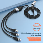 สายชาร์จและซิงค์ข้อมูล ADC-008 100W USB/Type-C เป็น Type-C + 8 Pin + Micro USB สองเป็นสาม รองรับชาร์จเร็วเต็มรูปแบบ, 1.2 เมตร, 2 เมตร