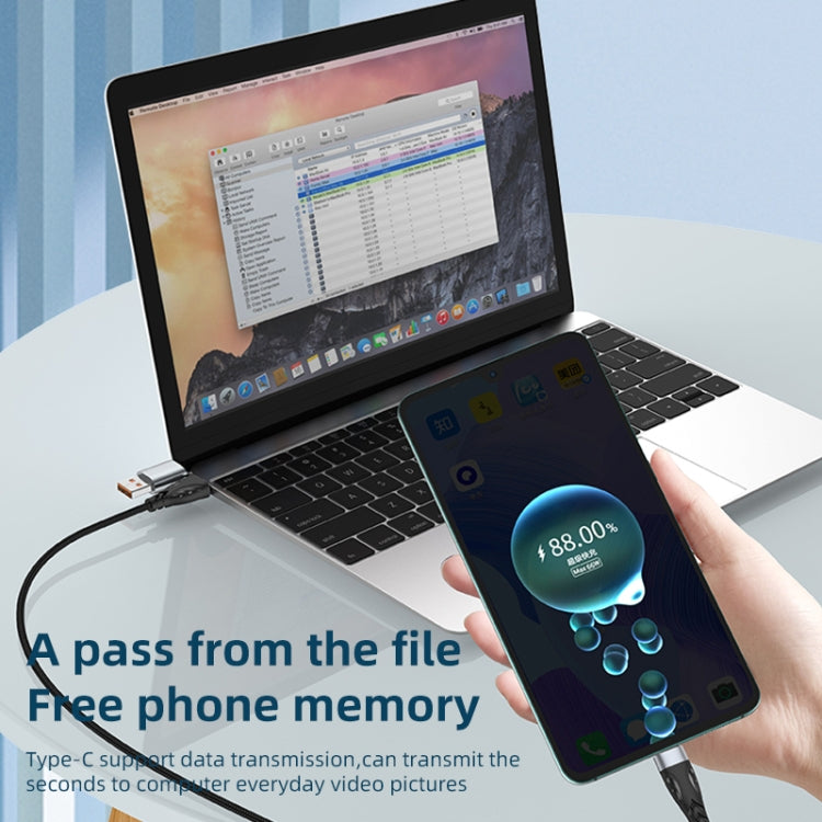 สายชาร์จ ADC-008 66W USB เป็น USB-C/Type-C + 8 Pin + Micro USB 3 in 1 รองรับการชาร์จเร็วและถ่ายโอนข้อมูลเต็มรูปแบบ, 1.2m, 2m