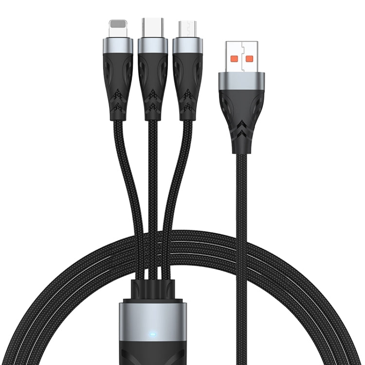 สายชาร์จ ADC-008 66W USB เป็น USB-C/Type-C + 8 Pin + Micro USB 3 in 1 รองรับการชาร์จเร็วและถ่ายโอนข้อมูลเต็มรูปแบบ, 1.2m, 2m