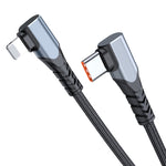 สายข้อมูล ADC-009 20W USB-C/Type-C เป็น 8 Pin แบบข้อศอกคู่ ความยาว 0.4 เมตร, 1 เมตร, 2 เมตร
