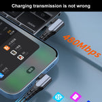 สายข้อมูล ADC-009 20W USB-C/Type-C เป็น 8 Pin แบบข้อศอกคู่ ความยาว 0.4 เมตร, 1 เมตร, 2 เมตร