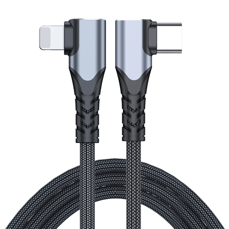 สายข้อมูล ADC-009 20W USB-C/Type-C เป็น 8 Pin แบบข้อศอกคู่ ความยาว 0.4 เมตร, 1 เมตร, 2 เมตร