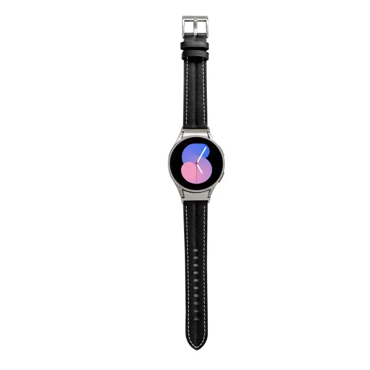 Grooved Genuine Leather Watch Band, For Samsung Galaxy Watch5 40mm / 44mm