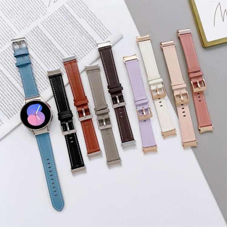 Grooved Genuine Leather Watch Band, For Samsung Galaxy Watch5 40mm / 44mm