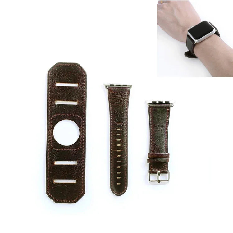 สายรัดนาฬิกาลายหนังม้าบ้า สำหรับ Apple Watch 5 & 4 ขนาด 40 มม. / 3 & 2 & 1 ขนาด 38 มม. สำหรับ Apple Watch 5 & 4 ขนาด 44 มม. / 3 & 2 & 1 ขนาด 42 มม.