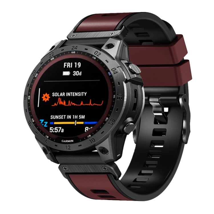 22mm Plain Weave Two-Color Quick Release Silicone Watch Band, For Garmin Fenix 7