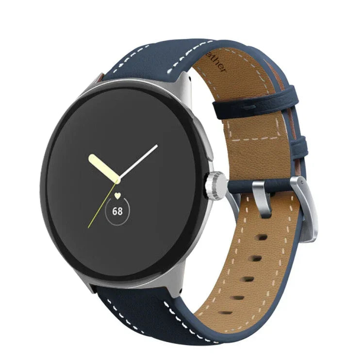 สายรัดนาฬิกาหนังแท้เย็บขอบหางแหลม สำหรับ Google Pixel Watch 4 / 3 / 2 / 1 41 มม.