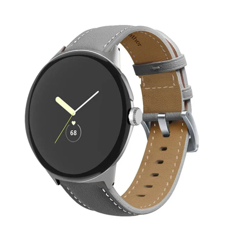 สายรัดนาฬิกาหนังแท้เย็บขอบหางแหลม สำหรับ Google Pixel Watch 4 / 3 / 2 / 1 41 มม.