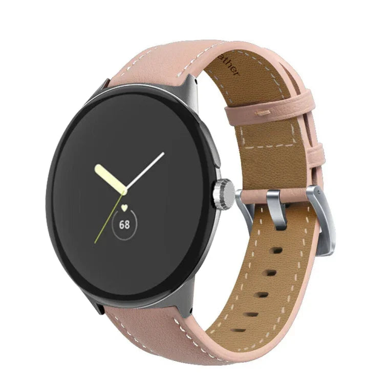 สายรัดนาฬิกาหนังแท้เย็บขอบหางแหลม สำหรับ Google Pixel Watch 4 / 3 / 2 / 1 41 มม.