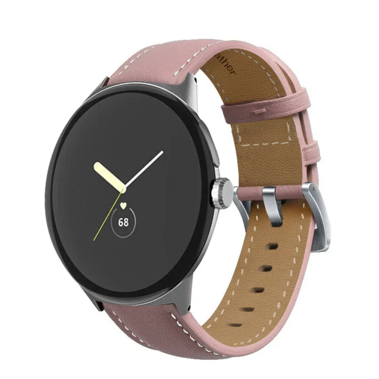 สายรัดนาฬิกาหนังแท้เย็บขอบหางแหลม สำหรับ Google Pixel Watch 4 / 3 / 2 / 1 41 มม.