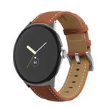 สายรัดนาฬิกาหนังแท้เย็บขอบหางแหลม สำหรับ Google Pixel Watch 4 / 3 / 2 / 1 41 มม.