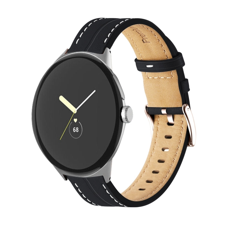 สายรัดนาฬิกาหนังแท้ร่อง สำหรับ Google Pixel Watch 4 / 3 / 2 / 1 41 มม.