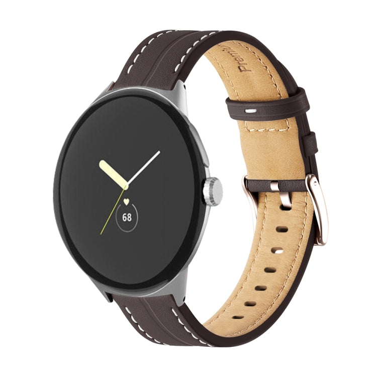 สายรัดนาฬิกาหนังแท้ร่อง สำหรับ Google Pixel Watch 4 / 3 / 2 / 1 41 มม.