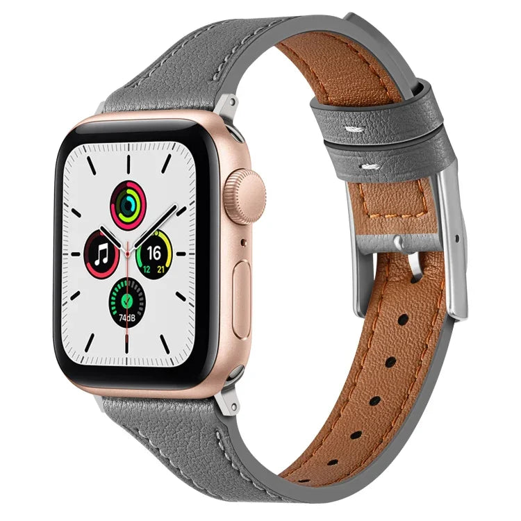 สายรัดนาฬิกาหนังแท้ระบายอากาศได้ สำหรับ Apple Watch ซีรีส์ 8&7 45mm / SE 2&6&SE&5&4 44mm / 3&2&1 42mm, ซีรีส์ 8&7 41mm / SE 2&6&SE&5&4 40mm / 3&2&1 38mm