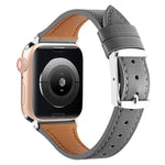 สายรัดนาฬิกาหนังแท้ระบายอากาศได้ สำหรับ Apple Watch ซีรีส์ 8&7 45mm / SE 2&6&SE&5&4 44mm / 3&2&1 42mm, ซีรีส์ 8&7 41mm / SE 2&6&SE&5&4 40mm / 3&2&1 38mm