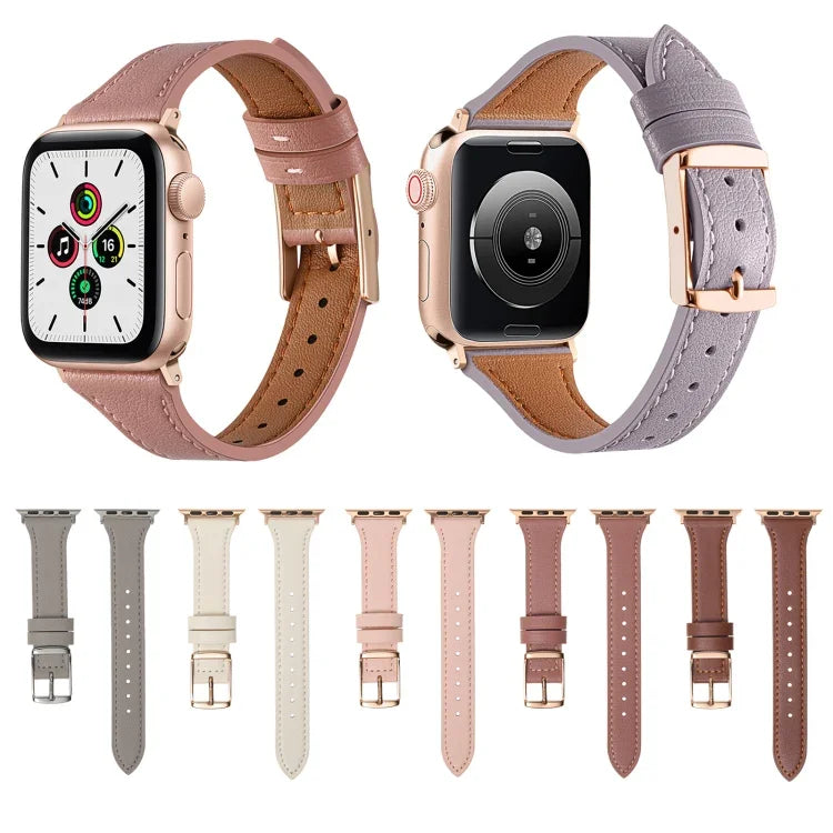 สายรัดนาฬิกาหนังแท้ระบายอากาศได้ สำหรับ Apple Watch ซีรีส์ 8&7 45mm / SE 2&6&SE&5&4 44mm / 3&2&1 42mm, ซีรีส์ 8&7 41mm / SE 2&6&SE&5&4 40mm / 3&2&1 38mm