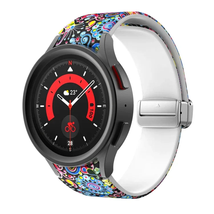 สายรัดนาฬิกาซิลิโคนพิมพ์ลายแม่เหล็ก สำหรับ Samsung Galaxy Watch5