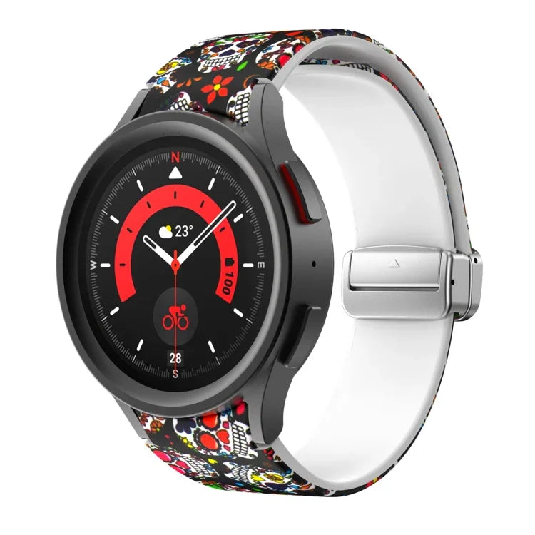 สายรัดนาฬิกาซิลิโคนพิมพ์ลายแม่เหล็ก สำหรับ Samsung Galaxy Watch5