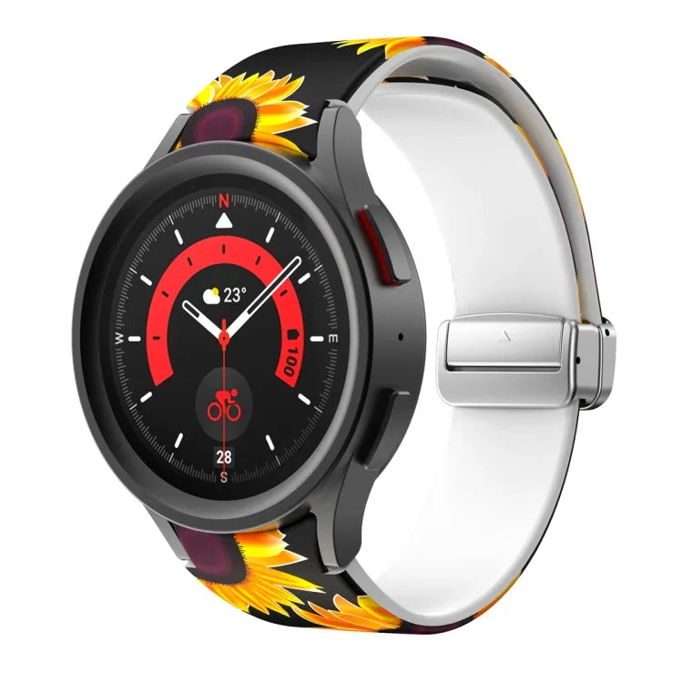 สายรัดนาฬิกาซิลิโคนพิมพ์ลายแม่เหล็ก สำหรับ Samsung Galaxy Watch5