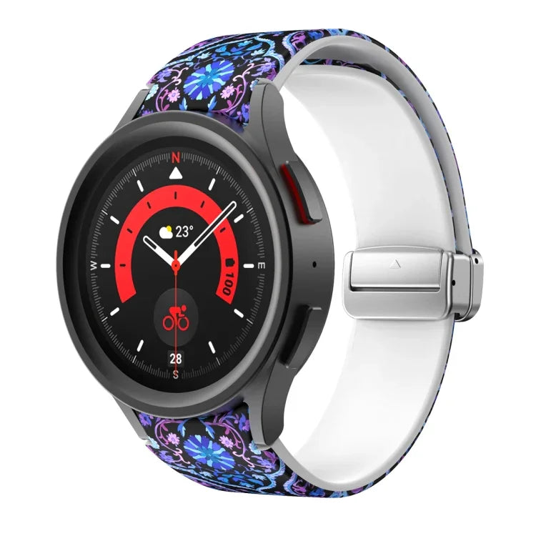 สายรัดนาฬิกาซิลิโคนพิมพ์ลายแม่เหล็ก สำหรับ Samsung Galaxy Watch5