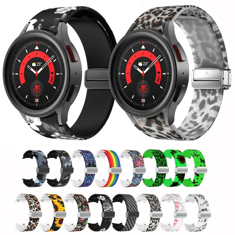 สายรัดนาฬิกาซิลิโคนพิมพ์ลายแม่เหล็ก สำหรับ Samsung Galaxy Watch5