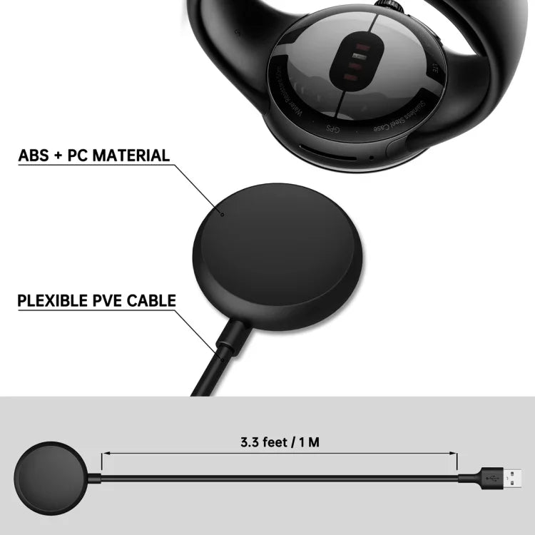 สายชาร์จแม่เหล็กสำหรับสมาร์ทวอทช์ ความยาว: 1ม. สำหรับพอร์ต Type-C ของ Google Pixel Watch, สำหรับพอร์ต USB ของ Google Pixel Watch