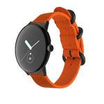 สายทอไนลอนพร้อมหัวเข็มขัดเหล็กสำหรับ Google Pixel Watch 4 / 3 / 2 / 1 41มม.