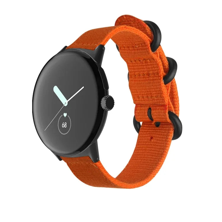 สายทอไนลอนพร้อมหัวเข็มขัดเหล็กสำหรับ Google Pixel Watch 4 / 3 / 2 / 1 41มม.